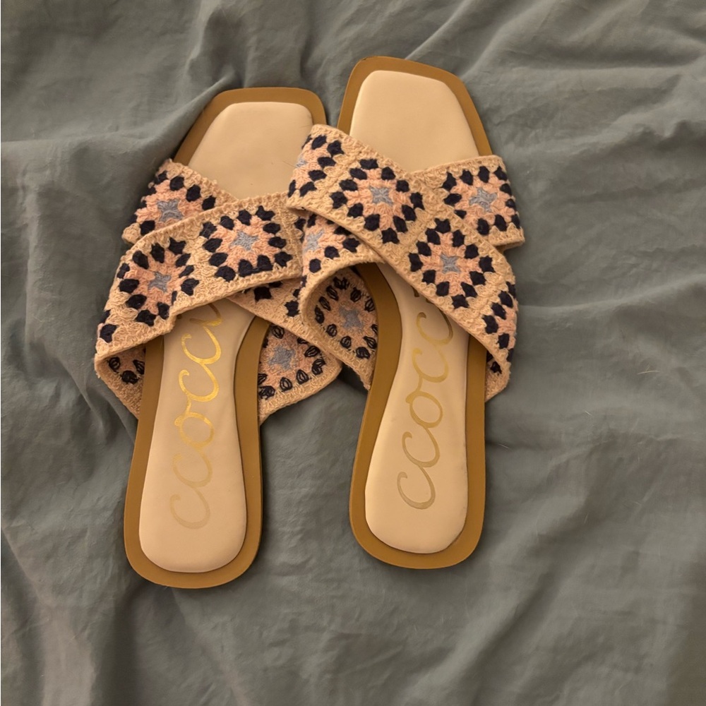 CCOCCI Crochet Walking Above Multi Color Slide Sandals